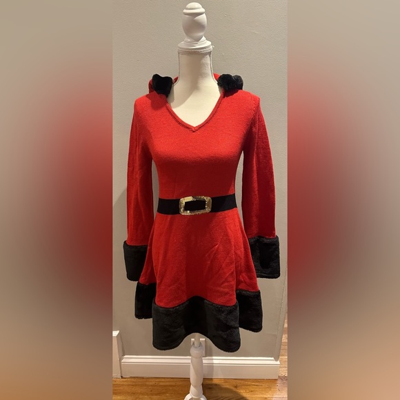 Santa Hooded Sweater Dress - Picture 2 of 8